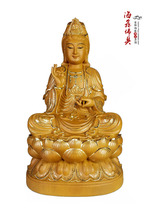 Haixin coreless Camphor wood Second degree Camphor wood Gold wood color Guanshiyin Bodhisattva Guanyin statue