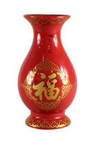Haixin Buddha hall supplies Chaoshan porcelain red bronzing Baifu vase Water bottle Ceramic vase