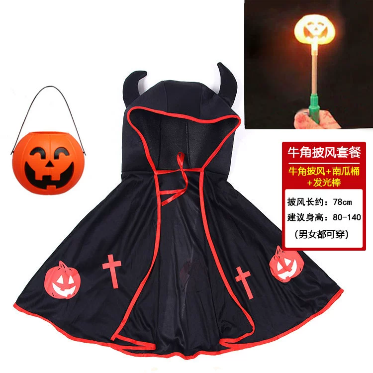 Halloween Trẻ Em Trang Phục Quỷ Sừng Áo Choàng Bé Trai Cos Phù Thủy Nhỏ Trang Phục Trang Phục Trang Phục