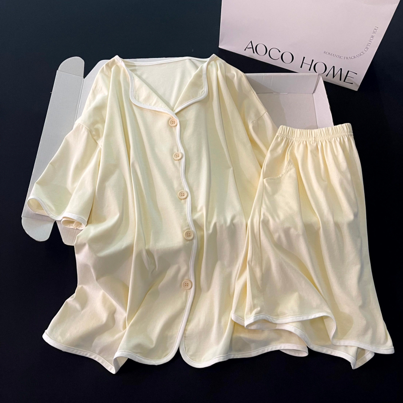Women's Pajamas Summer 2025 New Short-Sleeved Large Size Cool Modal Pure Cotton Set Thin Style Can Be Worn Outside Home Clothes Women's Pajamas Summer 2025 New Short-Sleeved Large Size Cool Modal Pure Cotton Set Thin Style Can Be Worn Outside Home Clothes