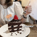 Корейская ложка для домашнего использования, вилка из нержавеющей стали, изысканная десертная посуда, популярно в интернете