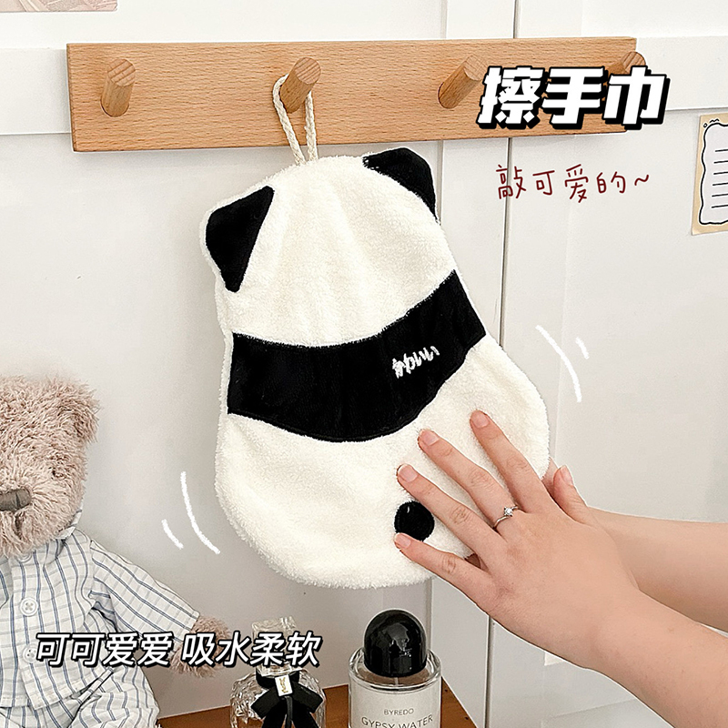 Cute Panda Coral Fleece Hand Towel for Home Kitchen, Hangable, Super Absorbent, Thickened Bathroom Towel Handkerchief Cute Panda Coral Fleece Hand Towel for Home Kitchen, Hangable, Super Absorbent, Thickened Bathroom Towel Handkerchief
