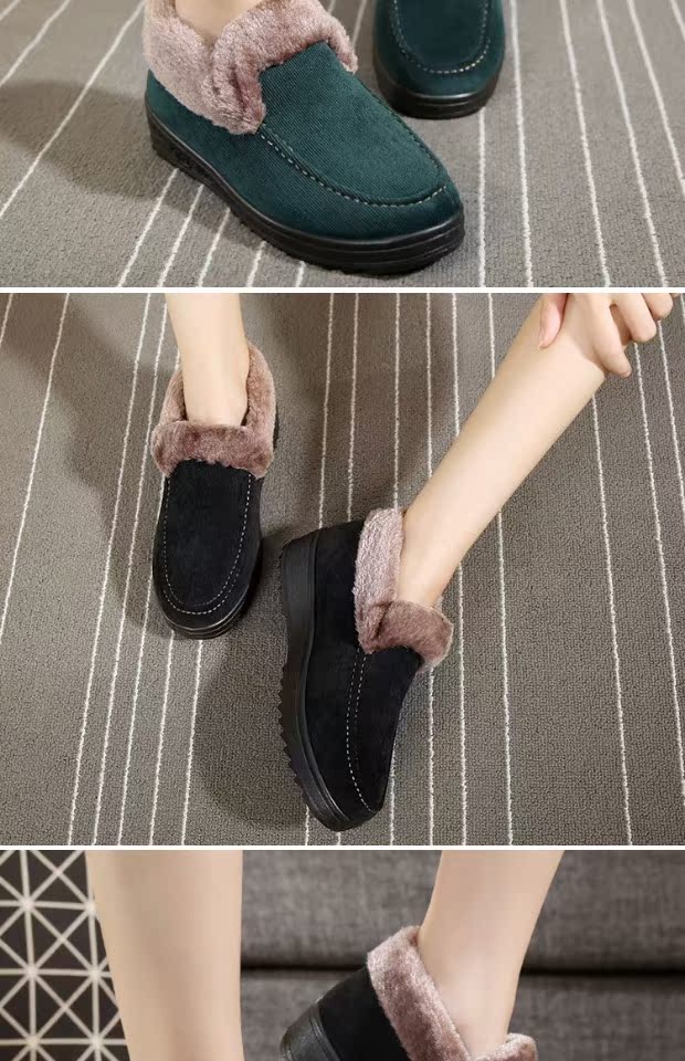 Giày vải cotton giày ấm giày cũ tuyết Bắc Kinh giày trượt cộng với nhung của phụ nữ bốt nữ cổ thấp