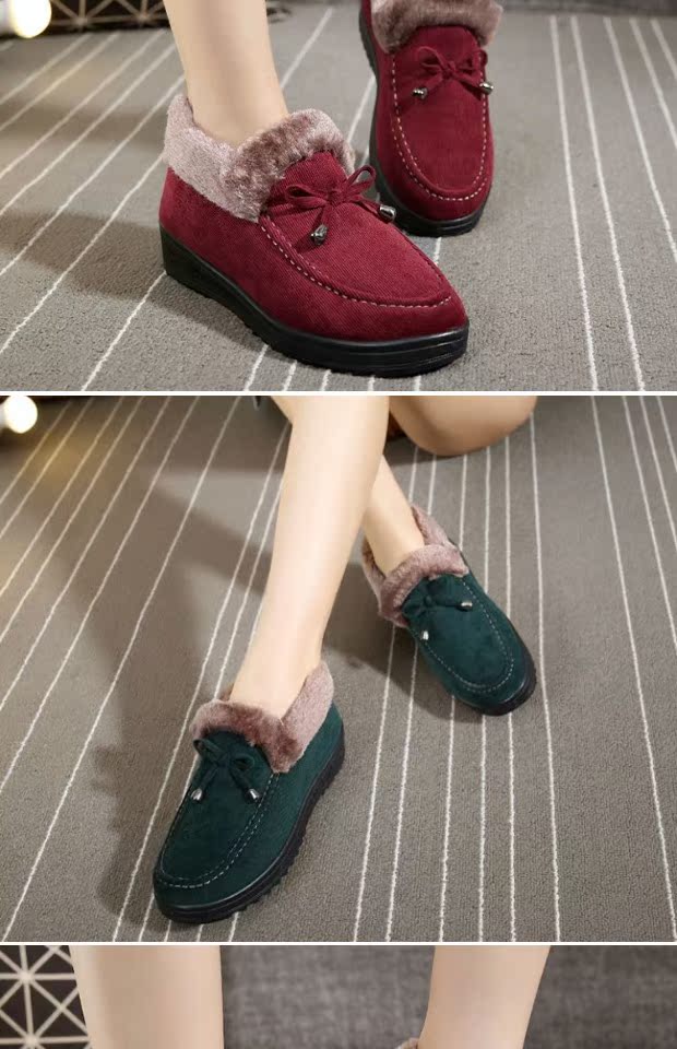 Giày vải cotton giày ấm giày cũ tuyết Bắc Kinh giày trượt cộng với nhung của phụ nữ bốt nữ cổ thấp