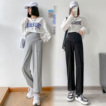 Pregnant Woman Pants Spring Fall Outside Wearing Net Red Fashion Display Slim 100 Hitch Foot Pumping Rope Casual Sports Pants Tobelly Pants Autumn