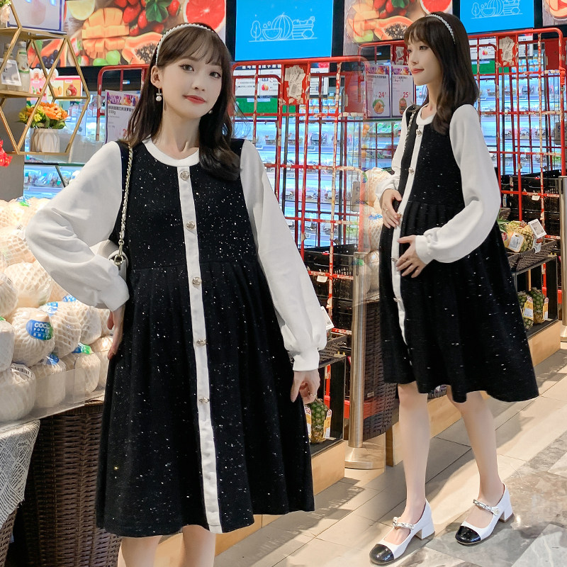 Pregnant Woman Autumn Clothing Dress Fashion Internet Red New Loose Shiny Blazing Star River Pregnant Woman Skirt Nursery Pants Suit