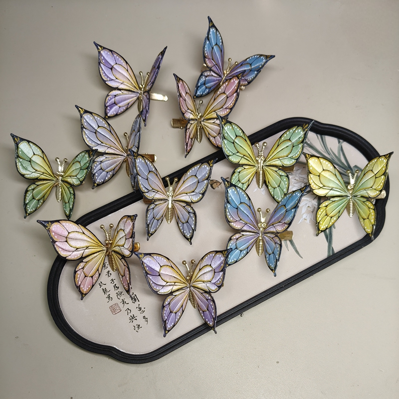 Qing Cuiji Sanqing Butterfly Spring Hair Clip