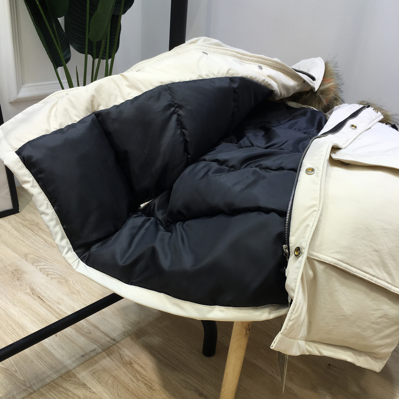 W 12 mùa đông áo lông lớn cổ áo nữ rộng dày ấm bf cotton áo dài sinh viên Hàn Quốc phiên bản dụng cụ quần áo cotton - Bông ao phao nữ