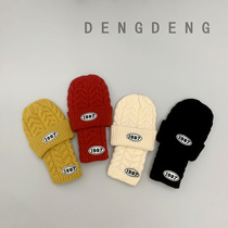 Baby autumn and winter woolen hat boys warm knitted hat set childrens hat scarf combination girls pullover hat