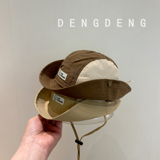 Children's Hats, Spring and Autumn Thin Sunshade and Sun Protection Large Brim Fisherman Hats for Boys and Girls, Outdoor Korean Style Quick-Drying Bucket Hats