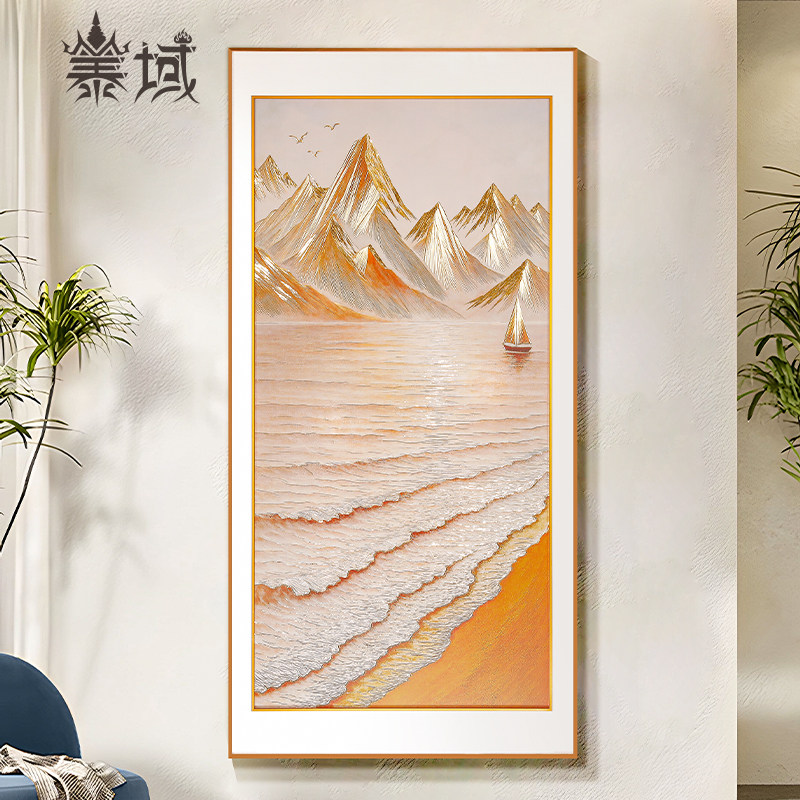 手工錾刻 铜雕画《风生水起》玄关装饰画 中式竖版餐厅手工挂画
