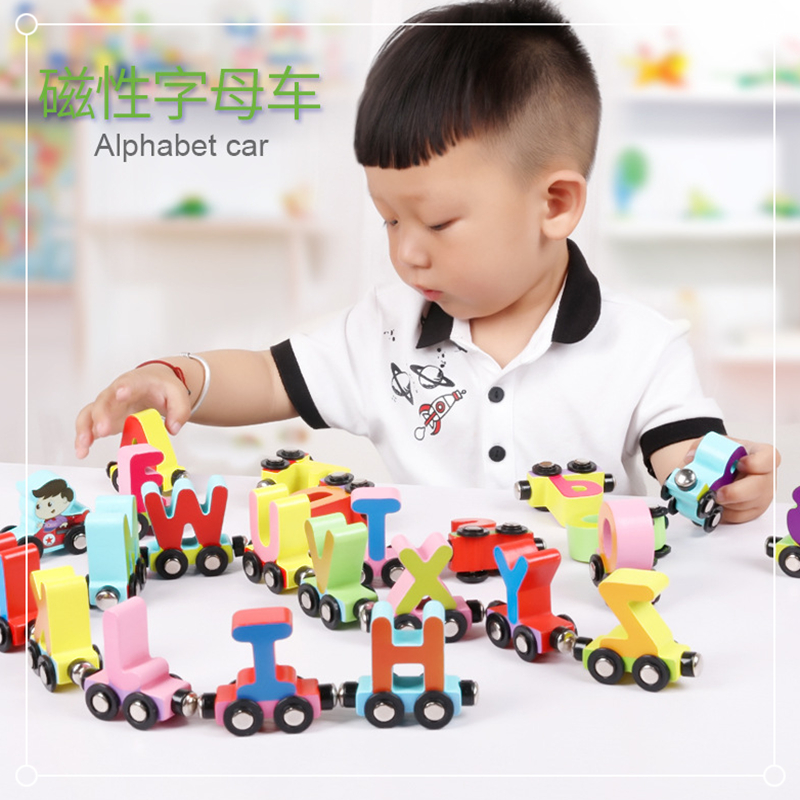 Digital small train building blocks baby Early teaching Puzzle Toys Children Wooden Male Girls 1-2-3-4-5