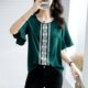 Short-sleeved chiffon shirt women's fashion lace stitching 2023 summer design sense light luxury elegant solid color temperament shirt