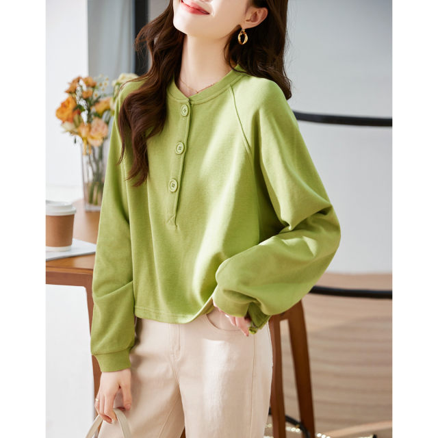 Loose sweater jacket women's spring and autumn new Korean style fashion casual simple round neck pullover long-sleeved top