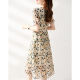 Floral short-sleeved dress women's summer new French temperament V-neck print slim fit slim foreign style exquisite a-line skirt