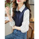 Fake two-piece long-sleeved shirt female spring and autumn new Korean style fashion casual Polo collar striped stitching ladies shirt