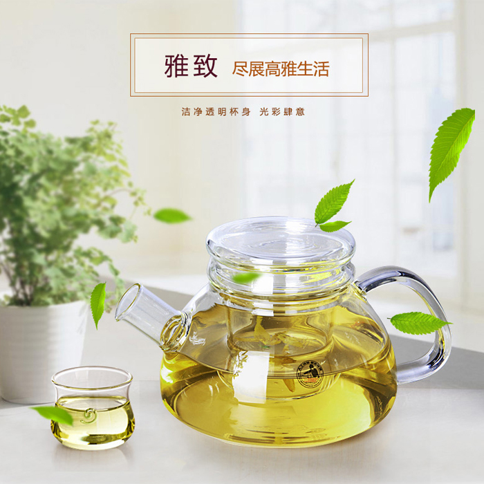Nordic Minimalist Short Mouth Teapot Glass Tea Set Heat Resistant Glass Filter Liner Flowers Teapot Fashion Teapot