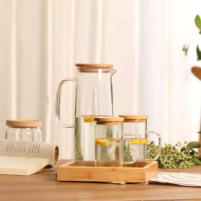 Home Explosion Proof Kettle Suit High Temperature Resistant Glass Cold Kettle Cold Water Kettle Glass Cup Juice Pot Airing Kettle