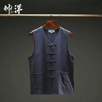 Shuai Yang mới mùa thu cotton và vải lanh Trung Quốc vest nam vest trung niên nam vest vest - Áo vest cotton áo vest trung niên