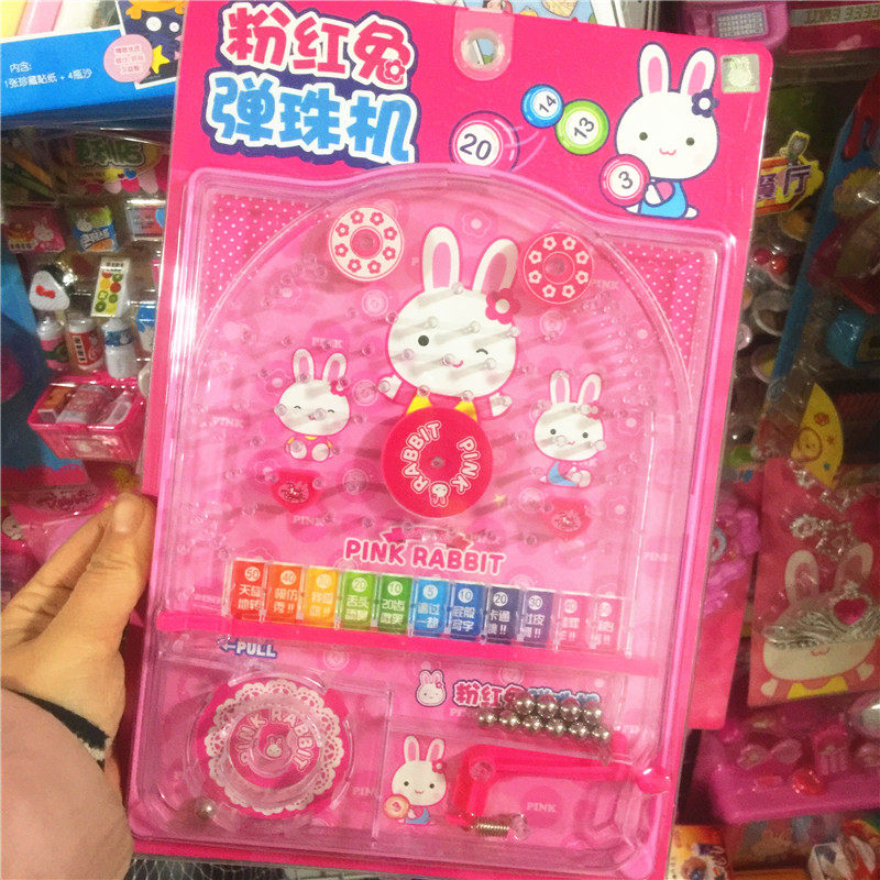 Pink Rabbit Children Mini Play Pearl Machine Small Toy Pinball Parenting Puzzle Tabletop Multiplayer Interactive Game
