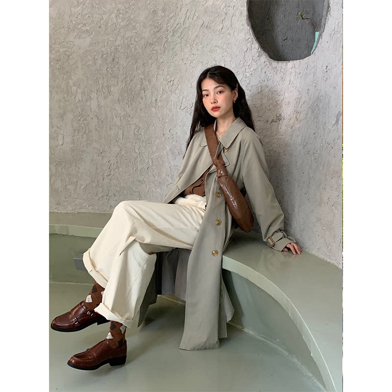 Windcoat Jacket Woman 2022 Spring Autumn Season New big coat in the long version Small chic Korean drama Design High level