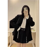 Черный осенний короткий пиджак классического кроя для отдыха, 2024 года, подходит для подростков