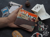 Leather Knight PXK-card bag coin wallet Italian wipe wax camouflage vegetable tanned cowhide pure manual design custom