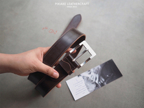 Leather Knight PXK-refined hand stitched mens cowhide belt belt Brown JE horse reins pure handmade custom