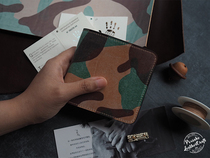 Leather Knight PXK-handmade cowhide multi card short clip wallet Italian yellow and brown camouflage vegetable tanned cowhide