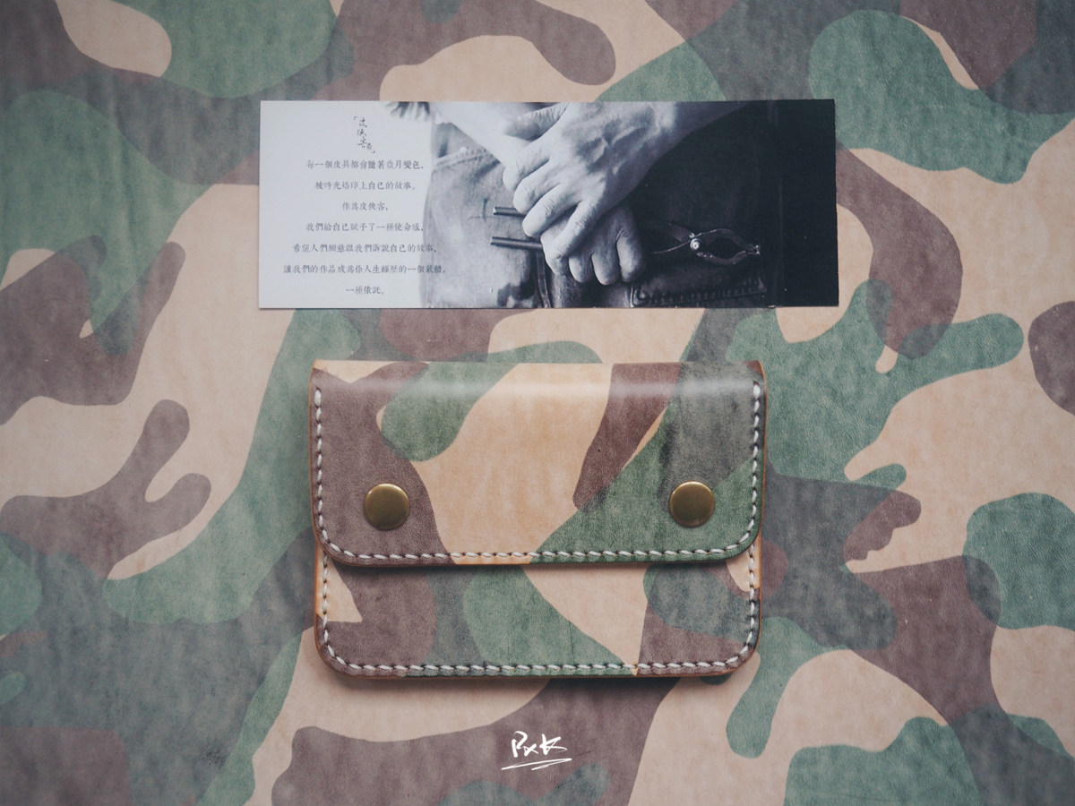 Leather Knight PXK-handmade cowhide pocket card bag small wallet Italian rub waxy yellow brown camouflage cowhide