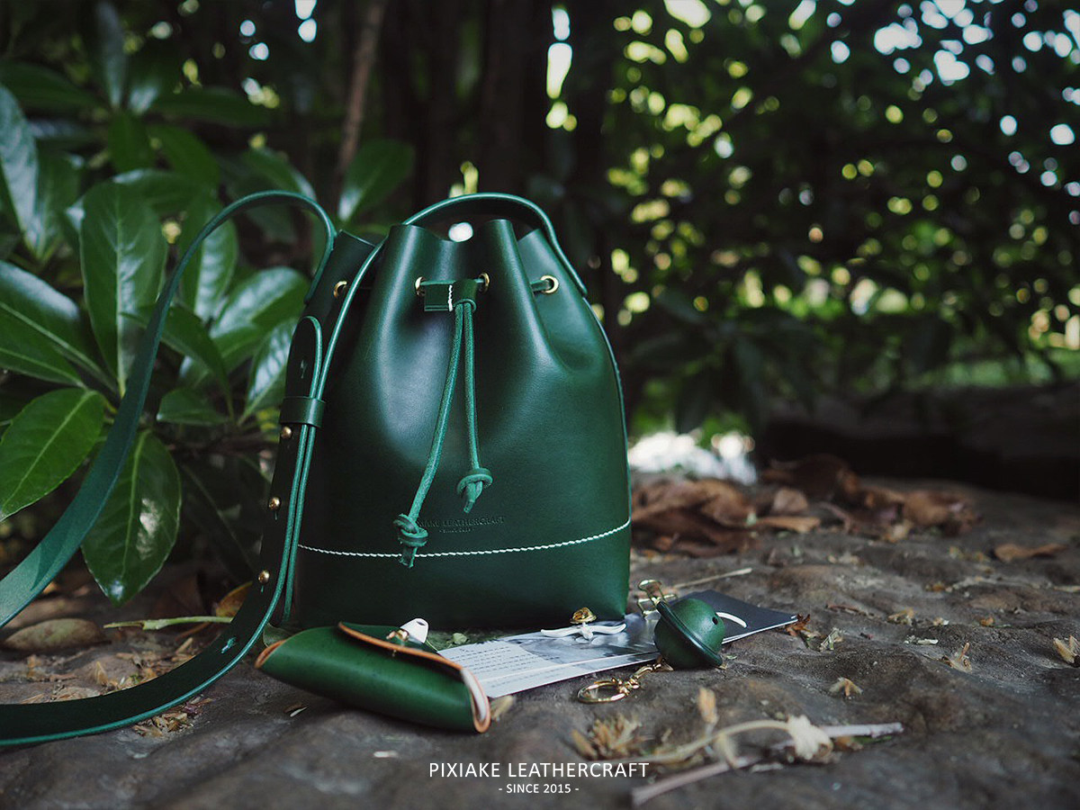 Leather Knight PXK-handmade cowhide mini bucket bag retro art art shoulder crossbody commuter women's bag lettering