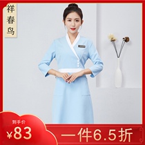 High-end beautician overalls female 2021 new spring and summer waiter long-sleeved nurse nail tattoo embroidery artist overalls