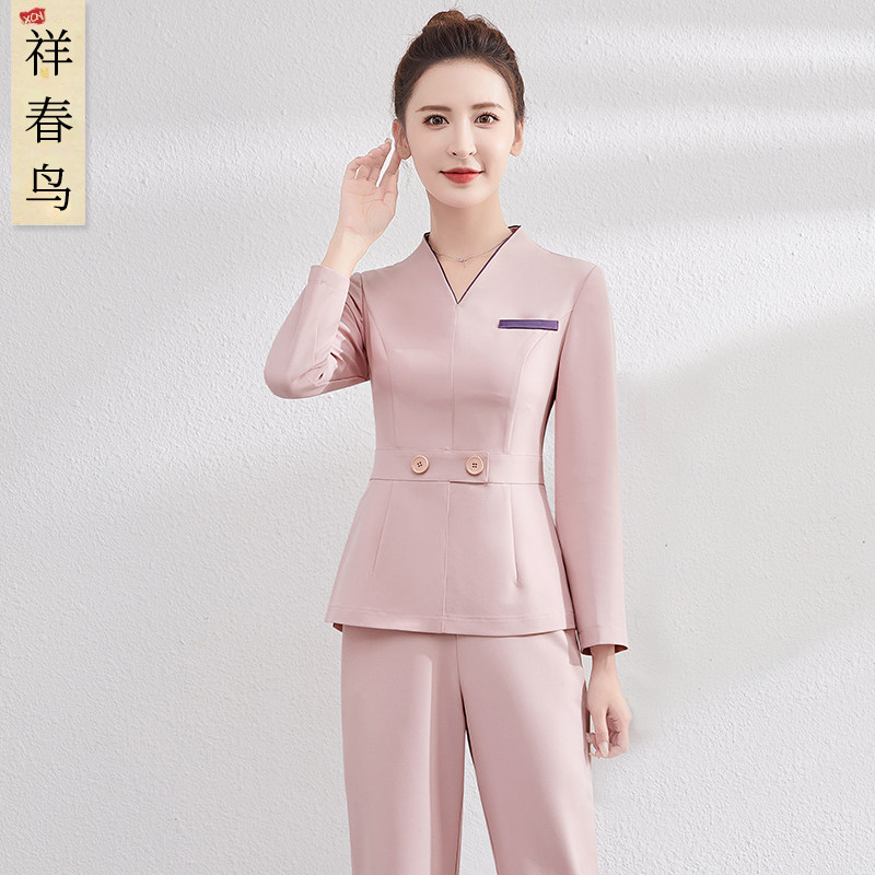 Senior beauty salon technician overalls women's autumn and winter health center foot bath foot massage beautician temperament suit