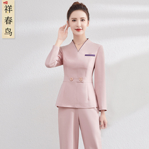 Beauty salon technician work clothes women autumn and winter New Pedicure Foot Bath clothes set temperament spa attendant work clothes