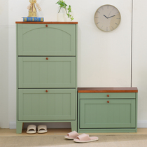 Nordic American Mediterranean ultra-thin 17CM tipping bucket solid wood shoe cabinet simple modern home door entrance hall Hall Cabinet