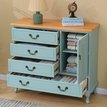 Nordic American Mediterranean solid wood chest chest simple modern living room bedroom storage drawer type seven-bucket cabinet