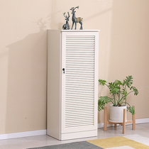 Simple modern solid wood shoe cabinet Hall entrance cabinet single door shoe cabinet small narrow shutter door breathable whole balcony shoe cabinet