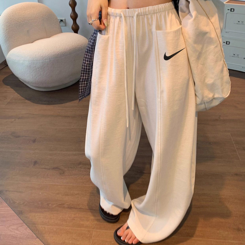 Nike Women's Pants Korean Style Summer Cool Tencel Linen Wide-Leg Pants High-Waisted Loose Lazy Scimitar Pants Trendy Nike Women's Pants Korean Style Summer Cool Tencel Linen Wide-Leg Pants High-Waisted Loose Lazy Scimitar Pants Trendy