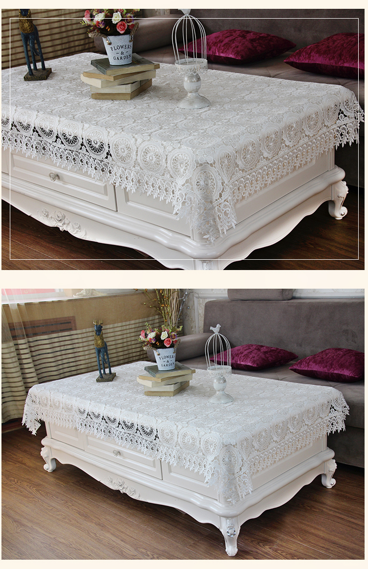 Bàn cà phê khăn trải bàn vải hình chữ nhật ren trắng ren bàn rỗng vải cao cấp nhỏ sang trọng vải vuông khăn napkin