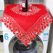 Festive embroidery bedside cabinet cover wedding red refrigerator air conditioner TV cover cloth multi-purpose cover towel