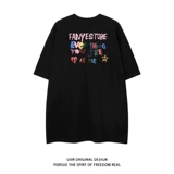 Ретро мультяшная летняя футболка для отдыха для влюбленных, в американском стиле, оверсайз