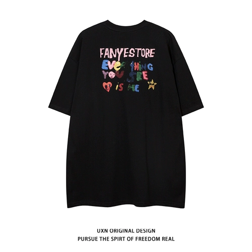 Ретро мультяшная летняя футболка для отдыха для влюбленных, в американском стиле, оверсайз