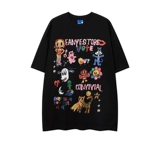 Ретро мультяшная летняя футболка для отдыха для влюбленных, в американском стиле, оверсайз