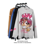 Оригинальный небольшой дизайнерский ретро трикотажный свитер, тренд сезона, в американском стиле, увеличенная толщина