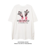 UxnStudio Original Tide Brand Street Trend Trend Two -Dimensional Retro Short Pomelo T