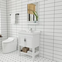 Floor-to-ceiling washbasin cabinet combination Small household ceramic one-piece washbasin Balcony bathroom household washbasin pool