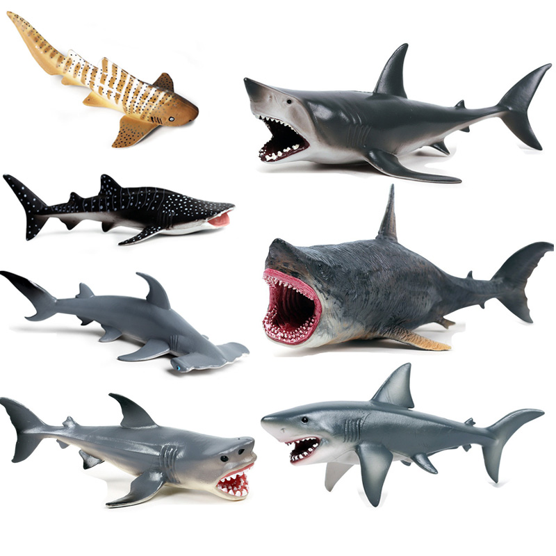 Children S Simulation Marine Animal Model Small Shark Blue Shark Megalodon Great White Shark Tiger Shark Hammerhead Shark Whale Shark Toy