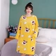 Cô gái mặc đồ ngủ hoạt hình siêu mềm nhung ấm áp và thoải mái dày cổ tròn váy ngủ dài giữa dài phục vụ tại nhà mùa đông - Đêm đầm