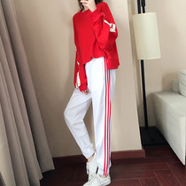 Hong Kong 2022 New Spring and Autumn Sports Leisure Suit Female Korean Gloves Harajuku Fashion Wear Running Two-Piece Set