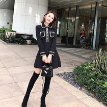 Hong Kong Chao brand 2019 spring and autumn new women's French niche forest fashion dress Korean version of small black skirt women